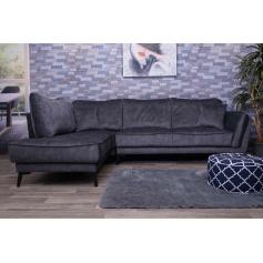 Sofa HWC-G45, Couch Ecksofa L-Form 3-Sitzer, Liegefläche Nosagfederung Taschenfederkern ~ links, vintage grau