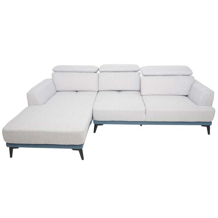 Sofa HWC-G44, Ecksofa L-Form, Liegeflche Nosagfederung Taschenfederkern Teppich verstellbar 277cm ~ links, hellgrau