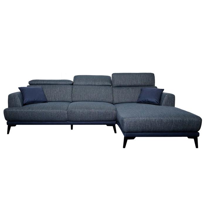 Sofa HWC-G44, Ecksofa L-Form 3-Sitzer, Liegeflche Nosagfederung Taschenfederkern verstellbar 277cm ~ rechts, dunkelgrau