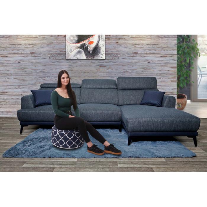 B-Ware (Riss unter Sitz SK1) Sofa HWC-G44, L-Form, Liegeflche Taschenfederkern verstellbar 277cm ~ rechts, dunkelgrau