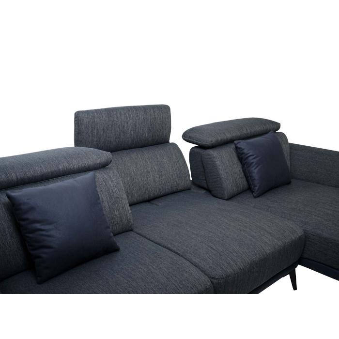 B-Ware (Riss unter Sitz SK1) Sofa HWC-G44, L-Form, Liegeflche Taschenfederkern verstellbar 277cm ~ rechts, dunkelgrau