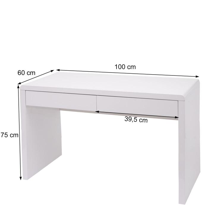 Schreibtisch HWC-G51, Brotisch Computertisch Arbeitstisch, Hochglanz Wei ~ 100x60cm