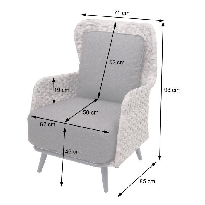 Poly-Rattan Gartengarnitur HWC-G53, Lounge-Set Sofa Sitzgruppe, Spun Poly ~ grau, Polster dunkelgrau