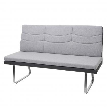 Sitzbank HWC-G54, Esszimmerbank Bank, Stoff/Kunstleder Edelstahl gebrstet ~ grau Bank 180cm