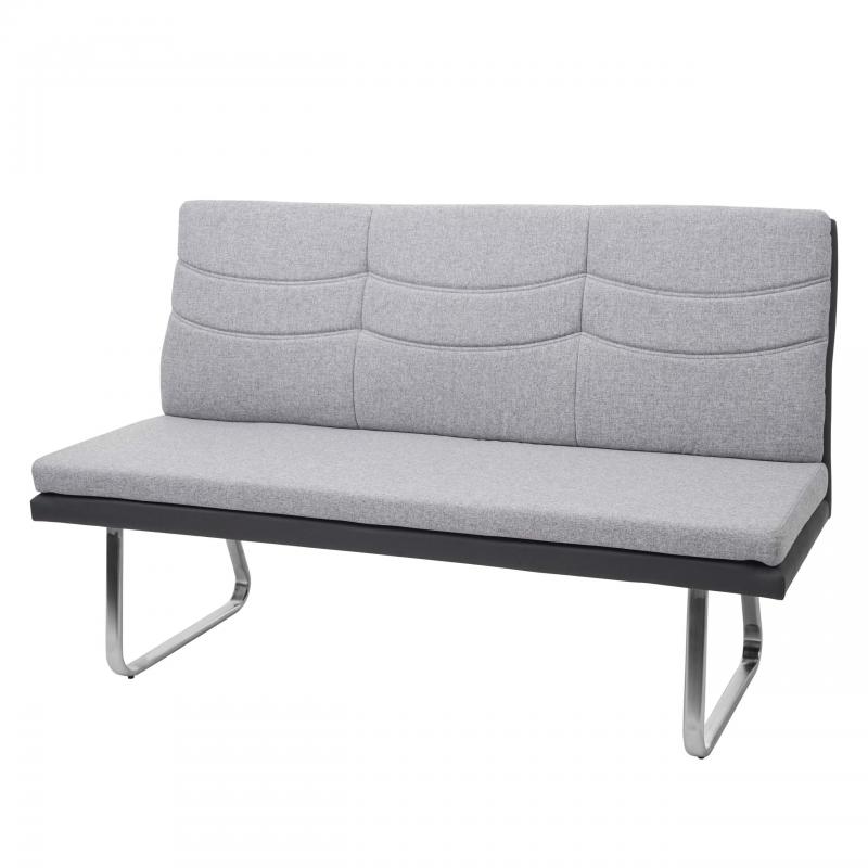 Sitzbank HWC-G54, Esszimmerbank Bank, Stoff/Kunstleder Edelstahl gebrstet ~ grau Bank 180cm