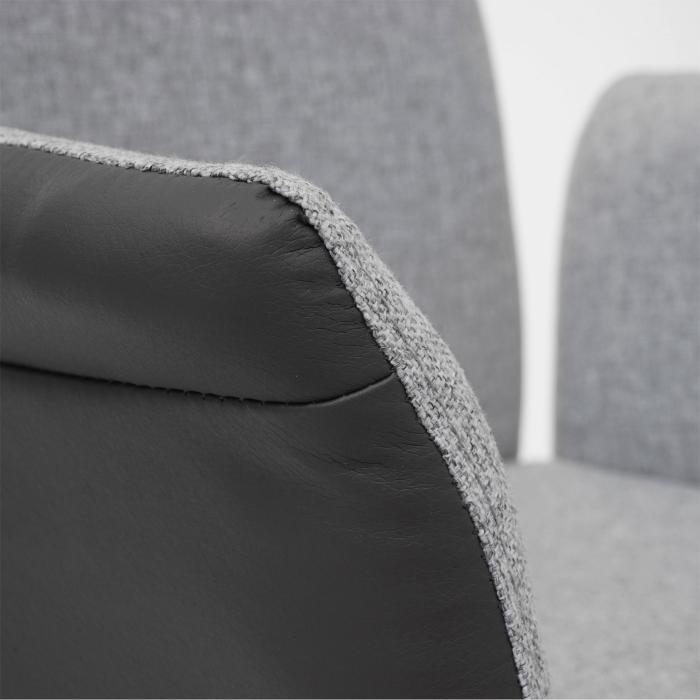 6er-Set Esszimmerstuhl HWC-G54, Kchenstuhl Stuhl mit Armlehne, Textil/Kunstleder Edelstahl gebrstet ~ grau