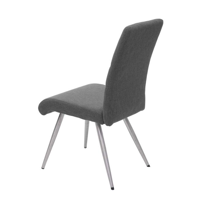 6er-Set Esszimmerstuhl HWC-G55, Küchenstuhl Stuhl, Stoff/Textil Edelstahl  gebürstet ~ grau-braun von Heute-Wohnen