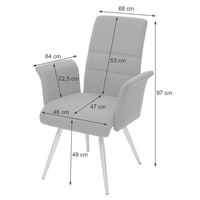 6er-Set Esszimmerstuhl HWC-G55, Kchenstuhl Stuhl mit Armlehne, Stoff/Textil Edelstahl gebrstet ~ grau-braun