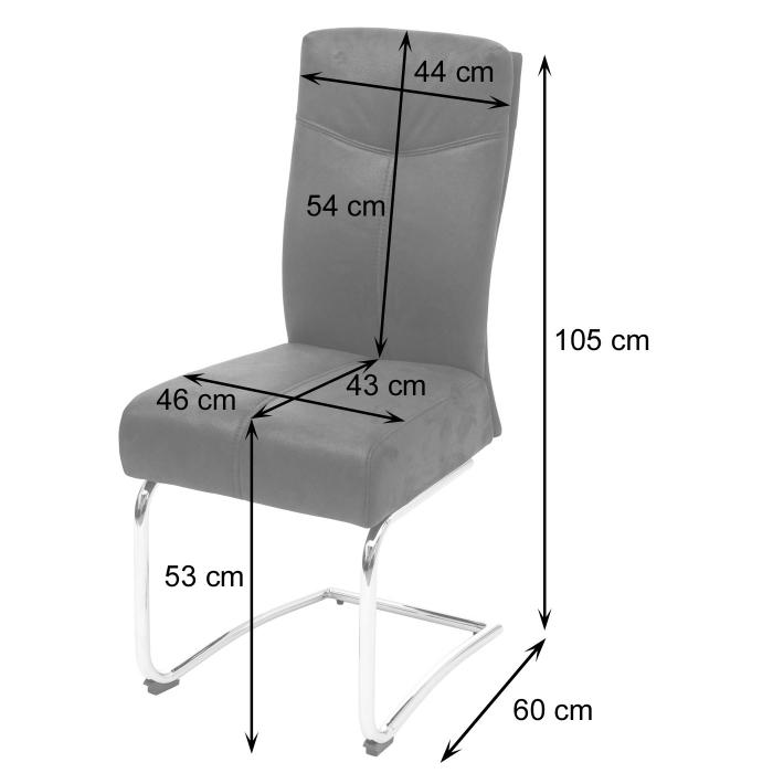 2er-Set Esszimmerstuhl HWC-G56, Kchenstuhl Freischwinger Stuhl, Textil Wildleder-Optik ~ grau