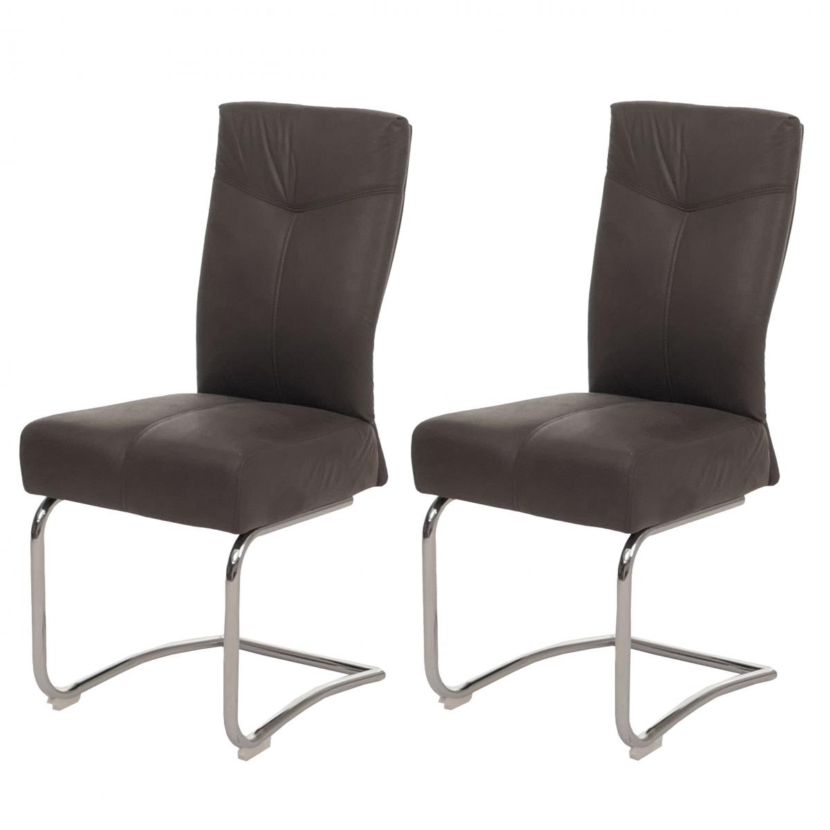 2er-Set Esszimmerstuhl HWC-G56, Kchenstuhl Freischwinger Stuhl, Textil Wildleder-Optik ~ grau