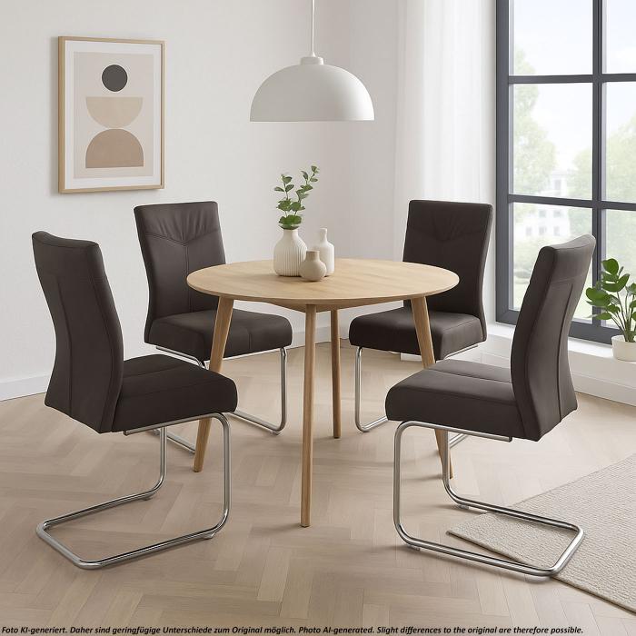 2er-Set Esszimmerstuhl HWC-G56, Kchenstuhl Freischwinger Stuhl, Textil Wildleder-Optik ~ grau