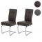 2er-Set Esszimmerstuhl HWC-G56, Kchenstuhl Freischwinger Stuhl, Textil Wildleder-Optik ~ grau