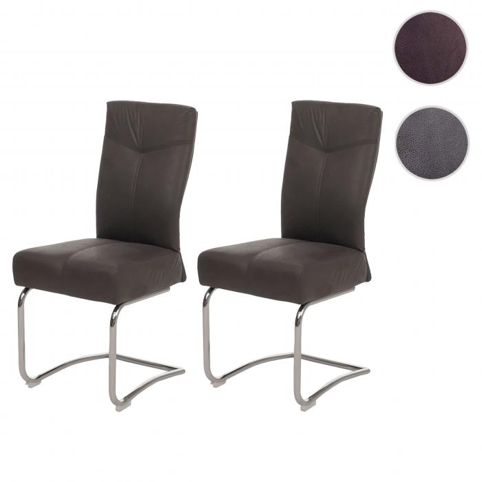 2er-Set Esszimmerstuhl HWC-G56, Kchenstuhl Freischwinger Stuhl, Textil Wildleder-Optik ~ grau