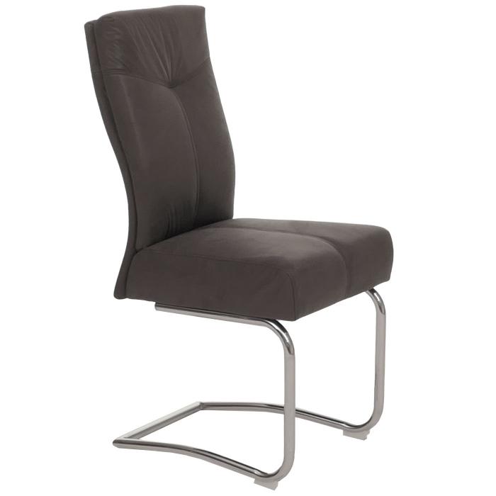 2er-Set Esszimmerstuhl HWC-G56, Kchenstuhl Freischwinger Stuhl, Textil Wildleder-Optik ~ grau