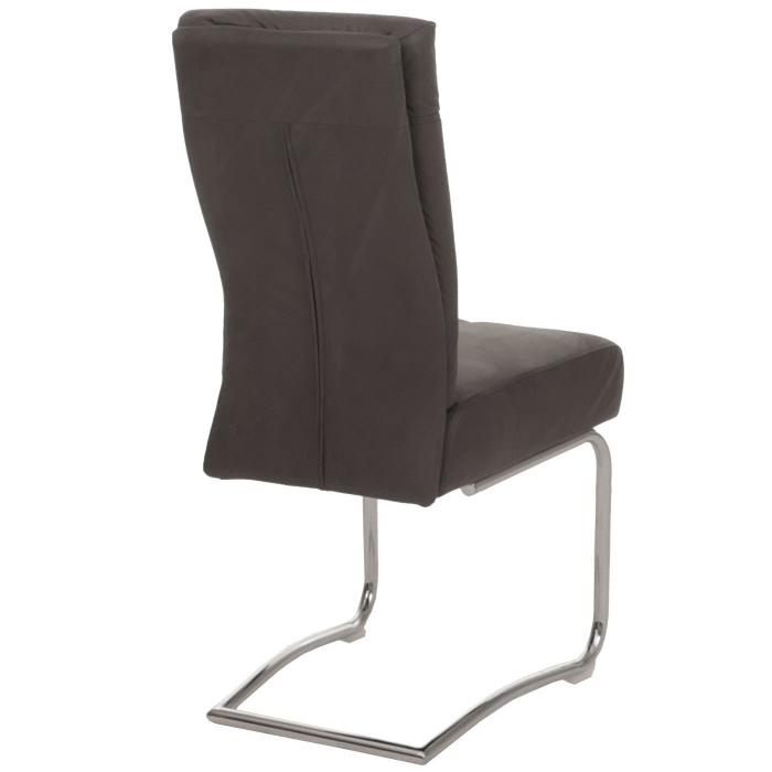 2er-Set Esszimmerstuhl HWC-G56, Kchenstuhl Freischwinger Stuhl, Textil Wildleder-Optik ~ grau
