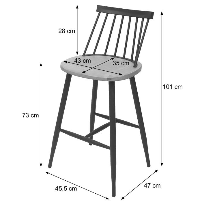 B-Ware (Sitz beschdigt SK2) | 2er-Set Barhocker HWC-G69, Tresenhocker, Massivholz Retro Fuablage Gastro ~ anthrazit