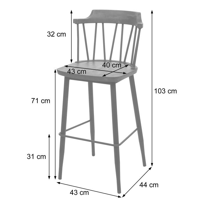 2er-Set Barhocker HWC-G69b, Tresenhocker Barstuhl, Massivholz Retro Design Metall Fuablage Gastronomie ~ anthrazit