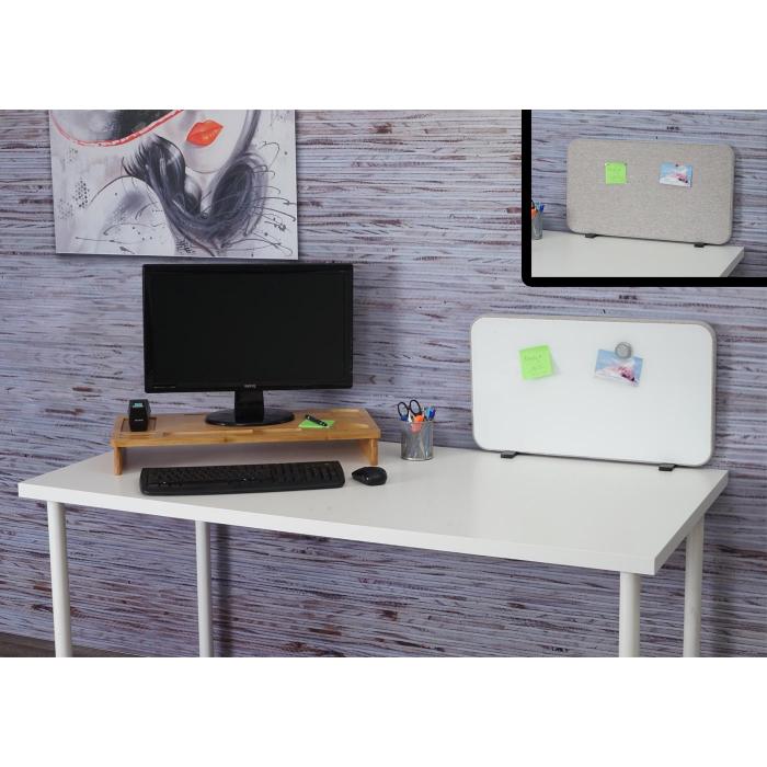 Tisch-Whiteboard HWC-G74, Bro-Sichtschutz Trennwand Schreibtisch Magnettafel Pinnwand, Stoff/Textil ~ 60x35cm grau