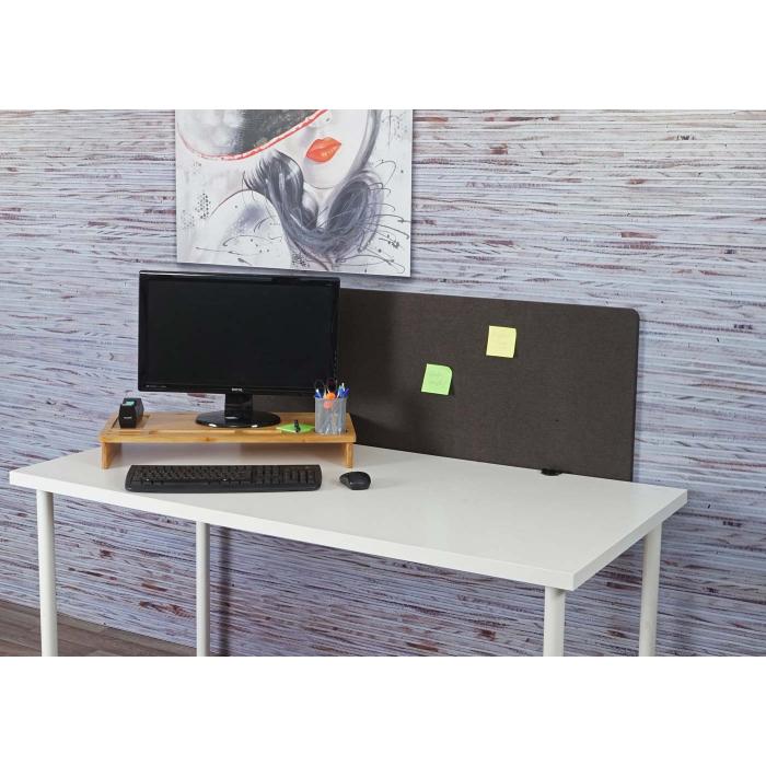 Akustik-Tischtrennwand HWC-G75, Bro-Sichtschutz Schreibtisch Pinnwand, doppelwandig Stoff/Textil ~ 60x120cm braun-grau