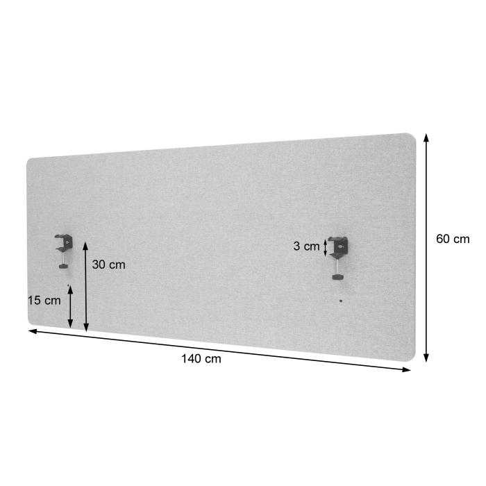 Akustik-Tischtrennwand HWC-G75, Bro-Sichtschutz Schreibtisch Pinnwand, doppelwandig Stoff/Textil ~ 60x140cm braun