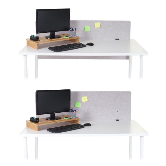 Akustik-Tischtrennwand HWC-G75, Büro-Sichtschutz Schreibtisch Pinnwand, doppelwandig Stoff/Textil ~ 60x140cm grau