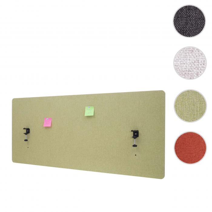 Akustik-Tischtrennwand HWC-G75, Bro-Sichtschutz Schreibtisch Pinnwand, doppelwandig Stoff/Textil ~ 60x140cm grn