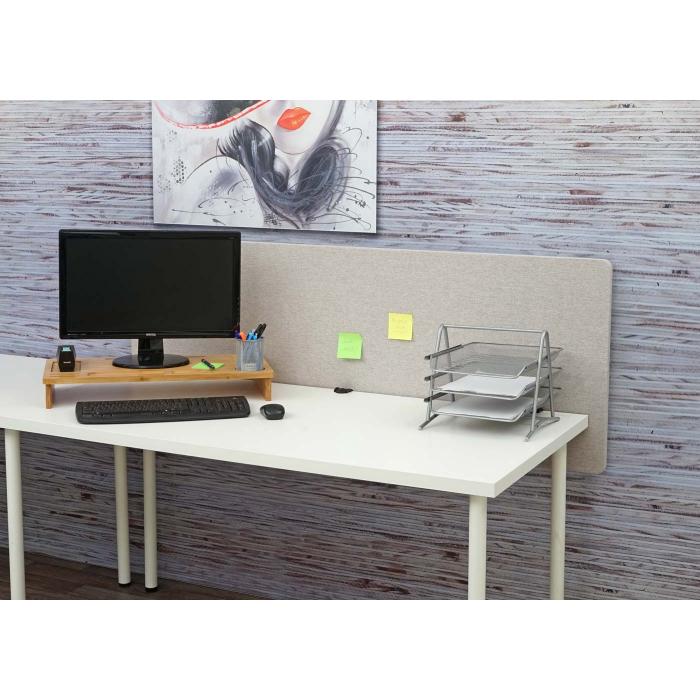 Akustik-Tischtrennwand HWC-G75, Bro-Sichtschutz Schreibtisch Pinnwand, doppelwandig Stoff/Textil ~ 60x160cm grau
