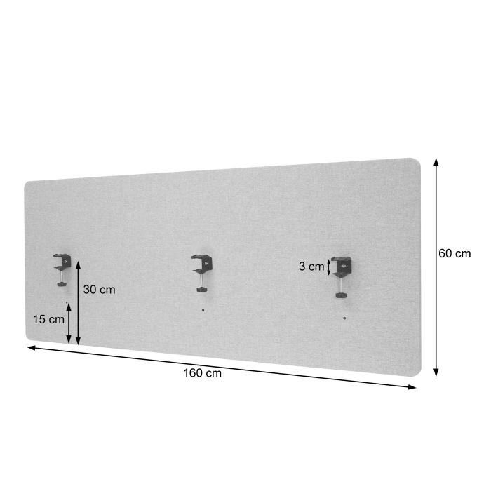 Akustik-Tischtrennwand HWC-G75, Bro-Sichtschutz Schreibtisch Pinnwand, doppelwandig Stoff/Textil ~ 60x160cm grn