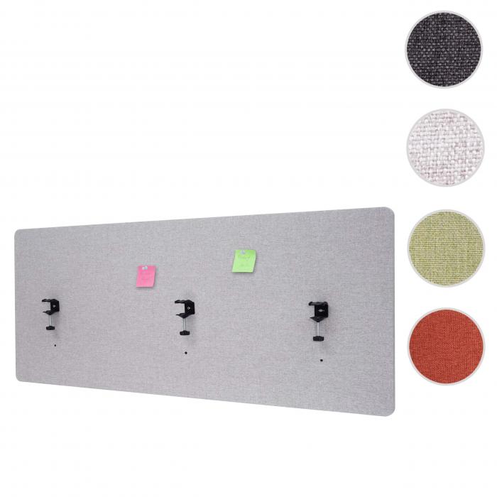 Akustik-Tischtrennwand HWC-G75, Bro-Sichtschutz Schreibtisch Pinnwand, doppelwandig Stoff/Textil ~ 60x160cm grau