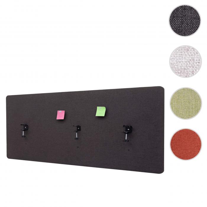 Akustik-Tischtrennwand HWC-G75, Bro-Sichtschutz Schreibtisch Pinnwand, doppelwandig Stoff/Textil ~ 60x160cm braun-grau