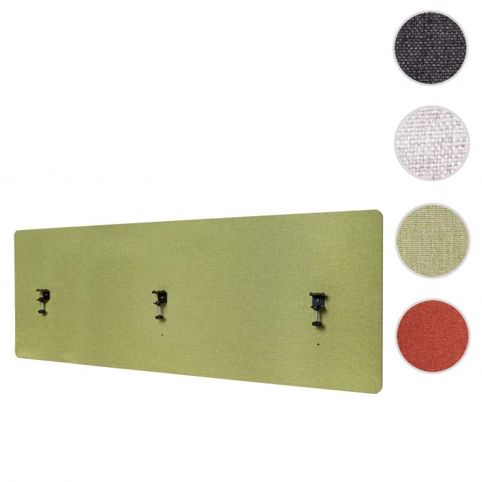 Akustik-Tischtrennwand HWC-G75, Bro-Sichtschutz Schreibtisch Pinnwand, doppelwandig Stoff/Textil ~ 60x160cm grn