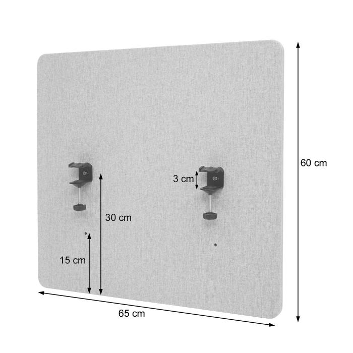 Akustik-Tischtrennwand HWC-G75, Bro-Sichtschutz Schreibtisch Pinnwand, doppelwandig Stoff/Textil ~ 60x65cm braun-grau