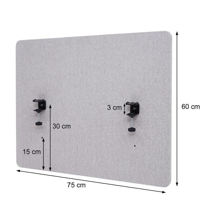 Akustik-Tischtrennwand HWC-G75, Bro-Sichtschutz Schreibtisch Pinnwand, doppelwandig Stoff/Textil ~ 60x75cm braun-grau