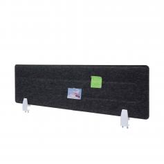 Tischtrennwand HWC-G76, Büro-Sichtschutz Schreibtisch Pinnwand, Klemmen Stoff/Textil mit Prägung ~ 100x30cm schwarz