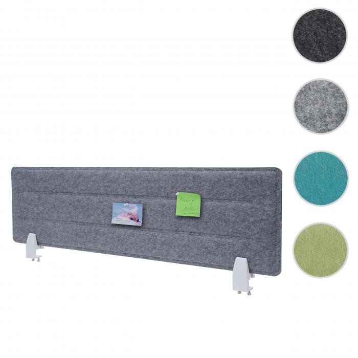 Tischtrennwand HWC-G76, Bro-Sichtschutz Schreibtisch Pinnwand, Schallschutz Stoff/Textil mit Prgung ~ 100x30cm grau