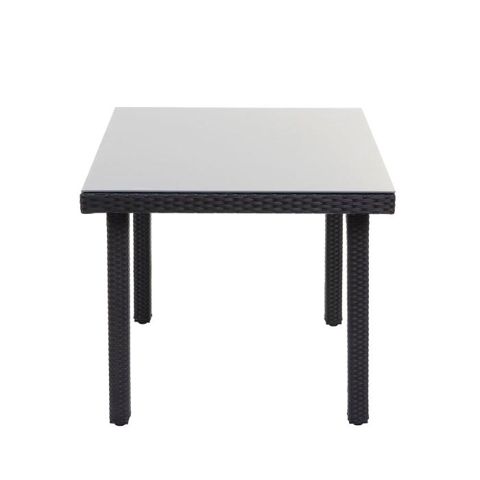 Poly-Rattan Gartentisch Cava, Esstisch Beistelltisch Tisch mit Glasplatte, 80x80cm ~ schwarz