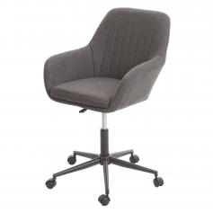 Bürostuhl HWC-D35, Drehstuhl Schreibtischstuhl Lehnstuhl Stuhl, Stoff/Textil mit Armlehne ~ dunkelgrau