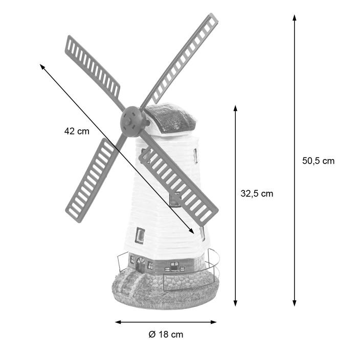 Solar LED-Windmhle HWC-G95, Gartendeko Tischdeko Dekofigur, In-/Outdoor