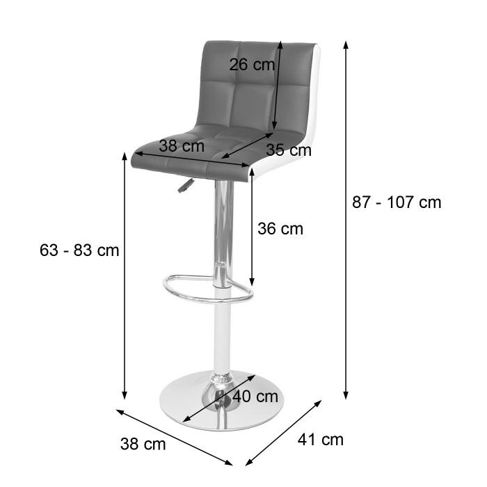 2er-Set Barhocker HWC-G87, Tresenhocker Barstuhl, hhenverstellbar ~ Kunstleder schwarz-wei, Chromfu