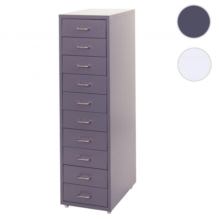 Rollcontainer Boston T851, Schubladenschrank Stahlschrank, 110x28x41cm 10 Schubladen ~ dunkelgrau