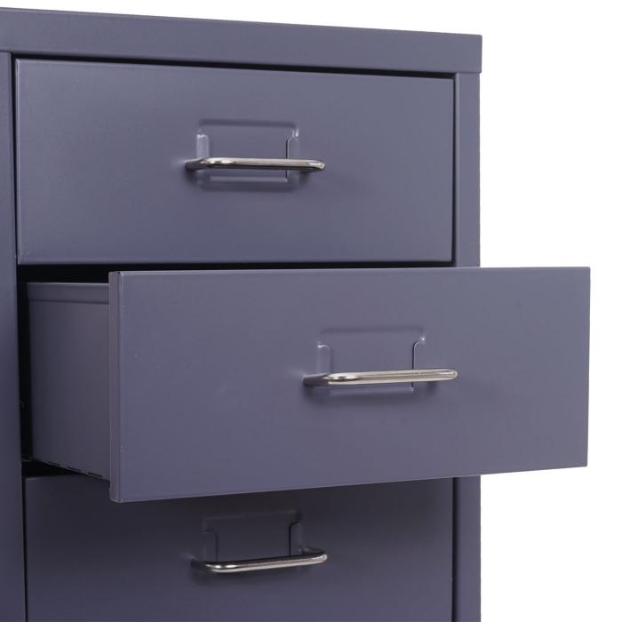 Rollcontainer Boston T851, Schubladenschrank Stahlschrank, 110x28x41cm 10 Schubladen ~ dunkelgrau