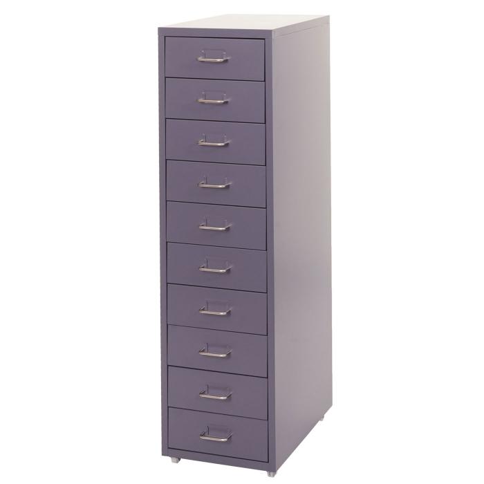 Rollcontainer Boston T851, Schubladenschrank Stahlschrank, 110x28x41cm 10 Schubladen ~ dunkelgrau