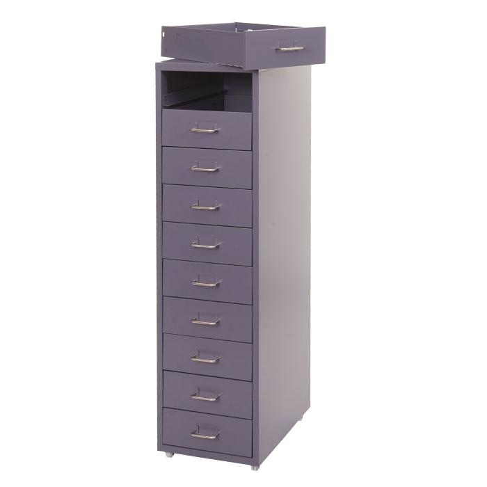 Rollcontainer Boston T851, Schubladenschrank Stahlschrank, 110x28x41cm 10 Schubladen ~ dunkelgrau