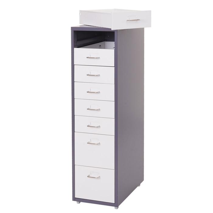 Rollcontainer Boston T851, Schubladenschrank Stahlschrank, 110x28x41cm 8 Schubladen ~ dunkelgrau wei