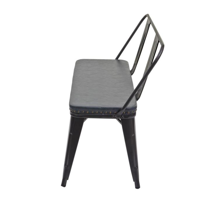 2er Sitzbank HWC-H10, Zweisitzer Garderobenbank Esszimmerbank Industrie-Design Vintage Kunstleder ~ schwarz-grau