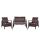 Wohnzimmer-Set HWC-H10, 2er Sofa Polstersessel Couchtisch, Kunstleder Metall Industrial MVG ~ braun