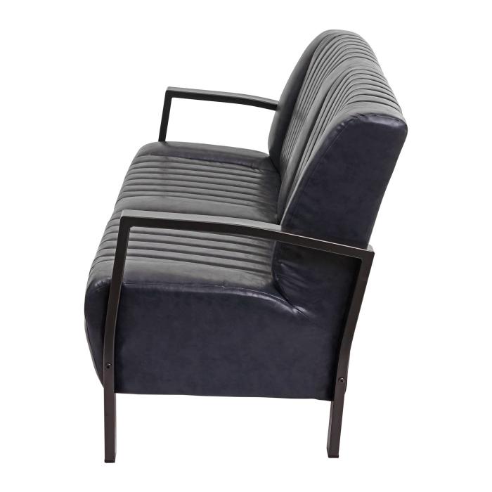 2er Sofa HWC-H10, Couch Zweisitzer, Metall Kunstleder Industrie-Design ~ vintage grau