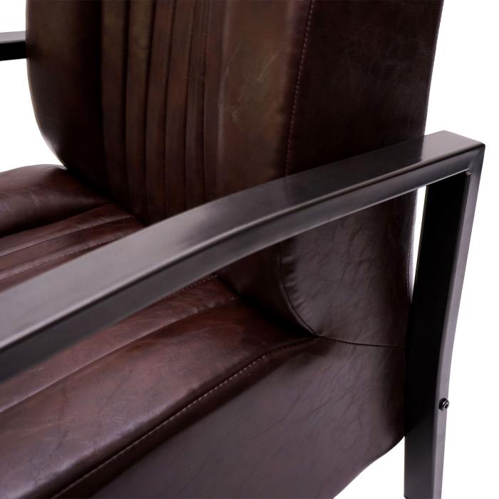Sessel HWC-H10, Loungesessel Polstersessel Relaxsessel, Metall Industriedesign ~ vintage braun