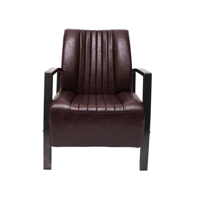 Sessel HWC-H10, Loungesessel Polstersessel Relaxsessel, Metall Industriedesign ~ vintage braun