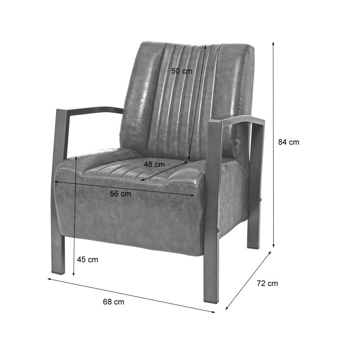 Sessel HWC-H10, Loungesessel Polstersessel Relaxsessel, Metall Industriedesign ~ vintage grau